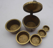 Antique Brass C1830 French Livre Cup Weights Nesting Weights / Apothecary