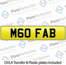 M60 FAB FABIAN FABIO FABULOUS M6 CHERISHED PRIVATE NUMBER PLATE DVLA REG