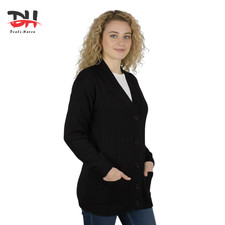 Ladies Cable Knit Button Front