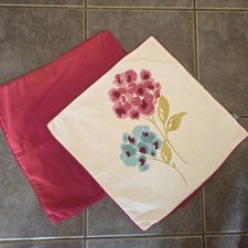 2x ILIV 109% Cotton Plum Scatter Cushion cover Plain backing 17x17" Piped Edge 