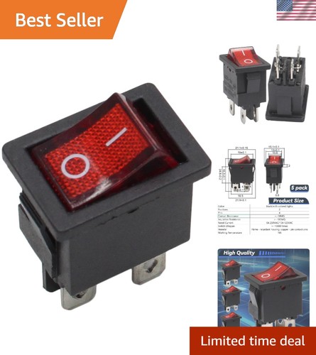Compact red illuminated rocker - illuminated,