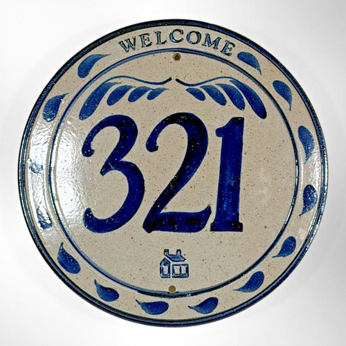 Handmade pottery house number - pottery,