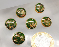 6 x Gold-Tone Metal with Green