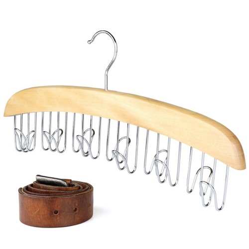Wooden belt tie hanger - belt,