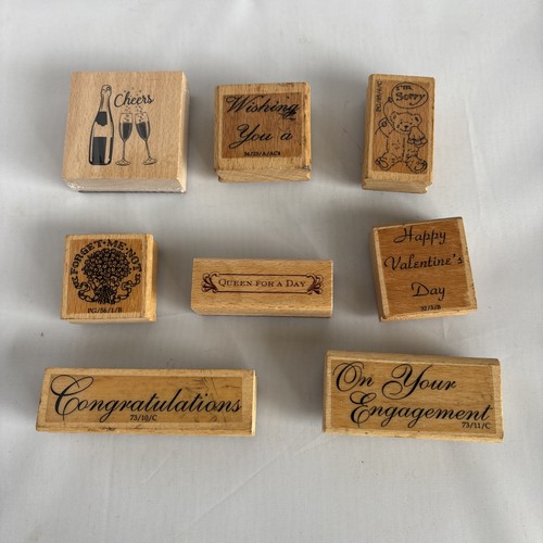Wood mounted stamps - wood, x8