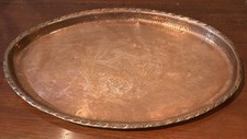 HAROLD HOLMES Arts & Crafts Copper Signed Tray Repousse Kingfisher Hugh Wallis