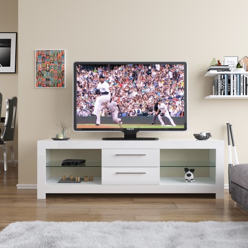 White gloss unit cabinet - white, tv
