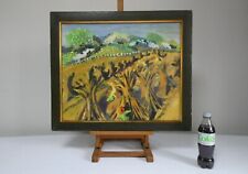 Vintage Large Impressionist Summer Landscape Gouache Painting. Signed FAY PEARCE