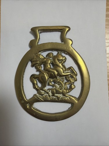 Cast horse brass george - brass:, &