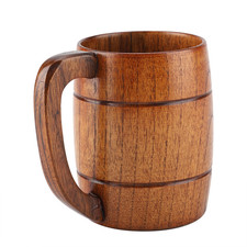 ♮Natural Wooden Beer Cup Retro Big Capacity Tea Water Classic Wood Drinking