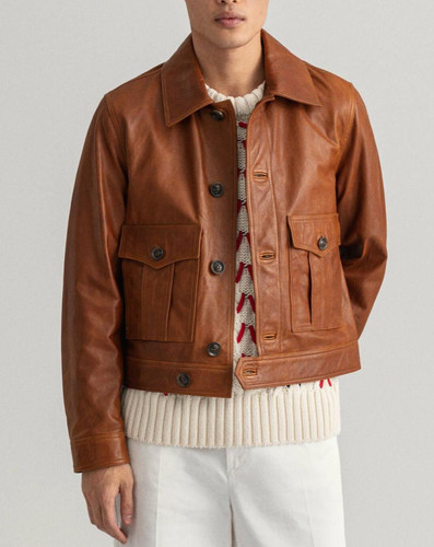 Gant leather ike jacket - gant,