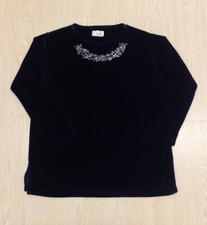 Claire Neuville Size 14-16 Dark Blue Velour Long Sleeved Top