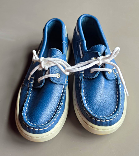 Kids blue leather boat - kids,