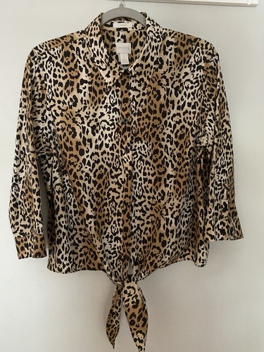 Chicos leopard print button - leopard,