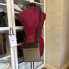 Gucci GG Cloth Canvas And Leather Cross Body Messenger Bag Unisex Vintage 