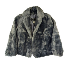 Vintage Glamma Jacket Womens Sz 12 Black/Grey Faux Fur Cozy Simulated Australia