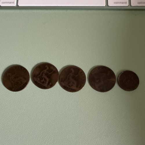 Old worn coins 4 pennies - old,