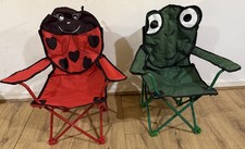 Pair Set Bundle of 2 Kids Children’s Camping Chair Red Green Ladybug Frog 65cm