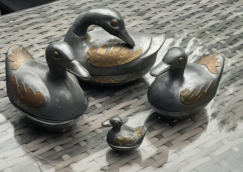 Pewter brass duck trinket - 4,