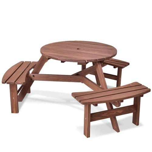 Person patio wood picnic - 6-person,