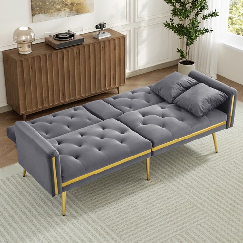 Seater velvet sofa bed - velvet, w/