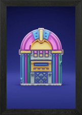 Neon Jukebox Icon Framed Wall