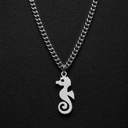 Seahorse silver pendant - seahorse,