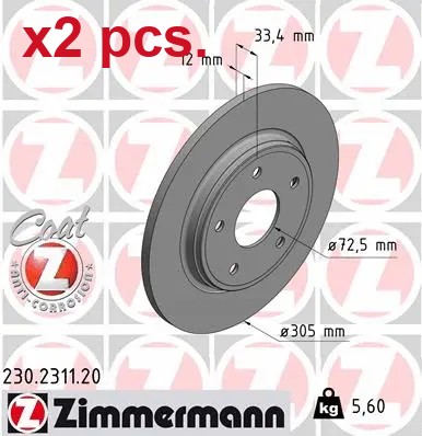 Pcs rear brake disc - x2, rotos