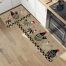 Farmhouse Kitchen Rugs Set of 1, Rooster Kitchen Mats Cushioned Anti UK