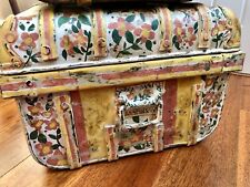 LARGE HAND PAINTED VINTAGE METAL STORAGE TRUNK BOX 19th MILITAR TRUNK JAPANNED