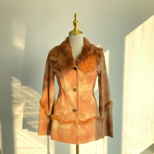 Vintage brown orange faux fur - vintage,