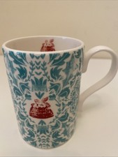 FORTNUM & MASON MUG CHRISTMAS PUDDING BLUE/GREEN FOLIAGE DESIGN