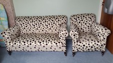 Edwardian 3 Piece Suite ivory Spot Reupholstered- PERFECT FOR COTTAGE/HOTEL SNUG