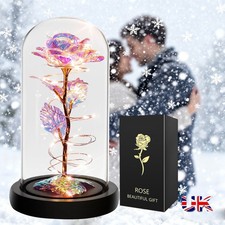 Eternal Forever Galaxy Rose Flower In Glass Dome LED Light Valentine's Day Gifts
