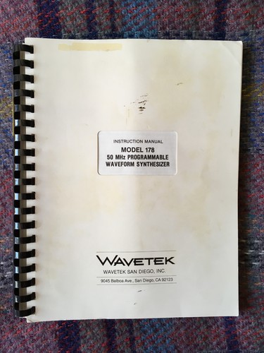 Wavetek 178 operators - wavetek, &