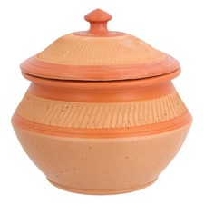 Clay Handi Serving Pot with Lid Biryani Chicken Rice Curry Casserole 1.25-2.5LTR