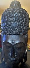 Vintage Large Dark Wood Carved Indonesian Buddha Head Wall Mounted 23x 48cm