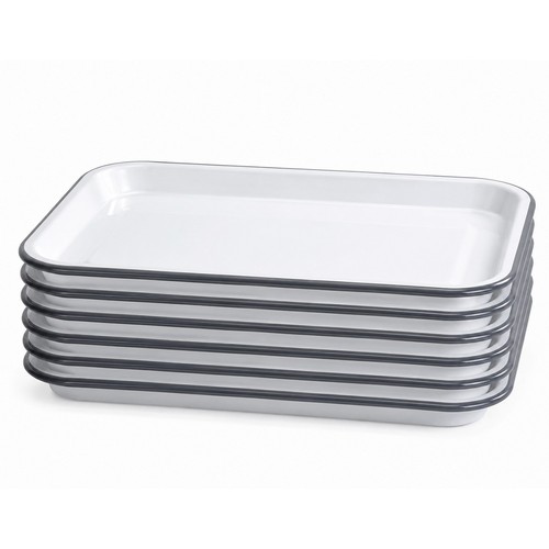 White enamel serving trays - enamel,
