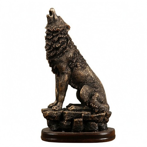 Howling wolf statue resin - howling,