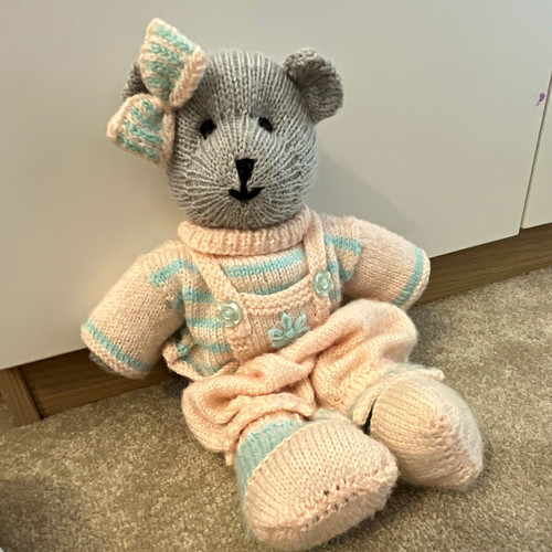 Handmade knitted plush teddy - knitted,
