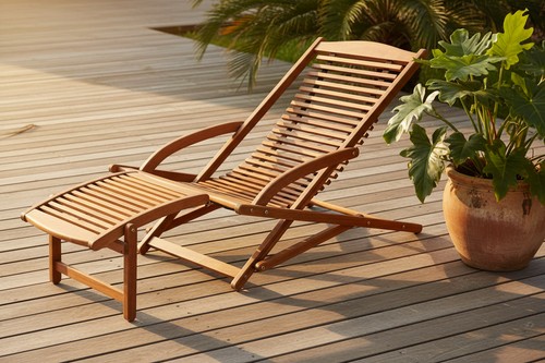 Wooden sun lounger chaise - wooden,