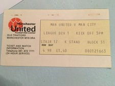 Man utd v Man City 1977/78 ticket League Div 1 15/3/77