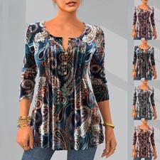 UK Womens PRINT V-Neck Tops