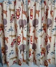 CUTE Jungle Animal Curtains 64 Drop 54 Wide Nursery Unisex Toddler Bedroom