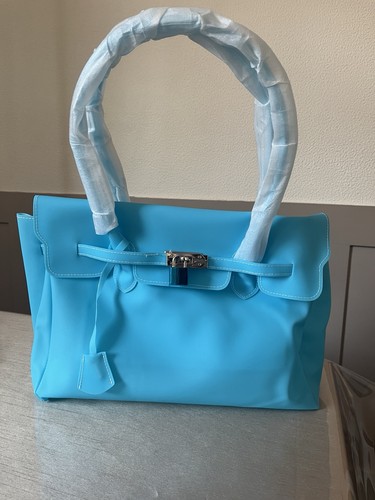 Teal blue jelly firkin tote - teal,