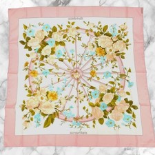 Hermes Carre 90 Romantique Scarf Pink White Multicolor Silk No Box No Tag Rare