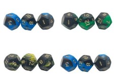Poly OBLIVION Dice D12's. Various Colours packs of 3. TWELVE sided.