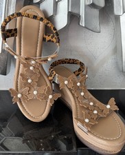 Mocha Diamanté Butterfly Lightweight Wedges Shoes BNWT Size 6 Wedding Holiday