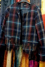 Ladies Wool Check Fringed