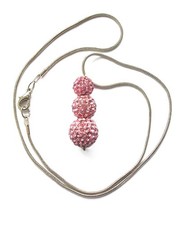 BABY PINK CRYSTAL BALL SHAMBALLA NECKLACE. SNAKE CHAIN  42cm /  16.5 inch long